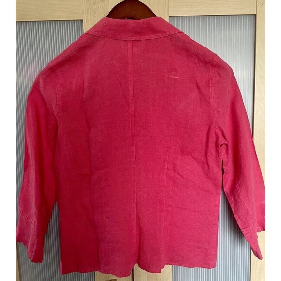 Talbots Irish Linen Blazer Jacket Petite Red Pink Sz 8 - Picture 4 of 6